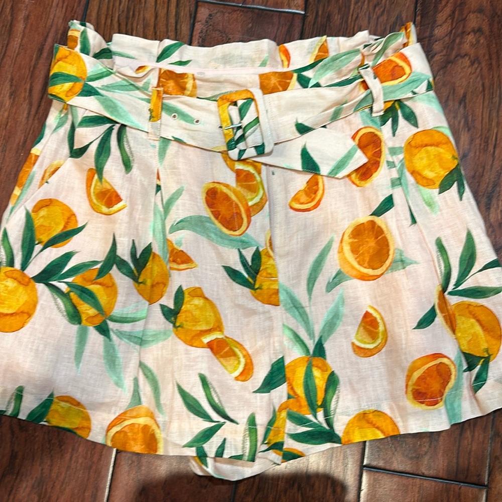 Brand New Pink Parker Linen Shorts with oranges